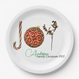 Joy personalisierte Zuckerrohr-Ornament heilig lat Pappteller