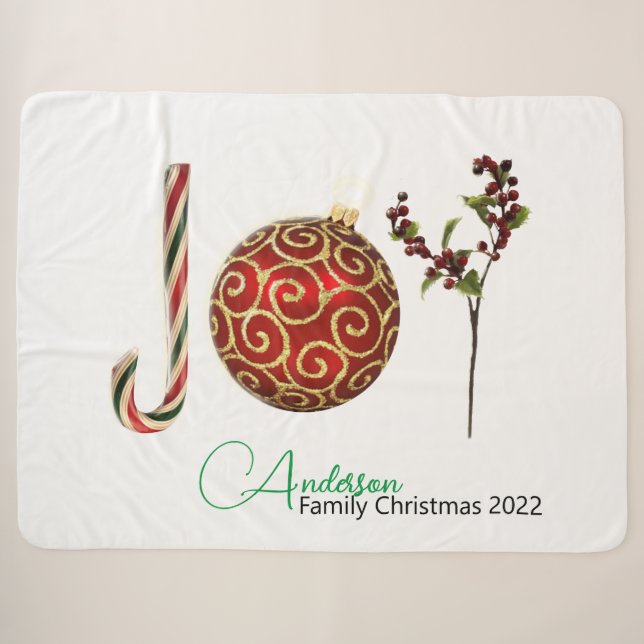 Joy personalisierte Zuckerrohr-Zierholz Sherpadecke (Vorderseite (Horizontal))