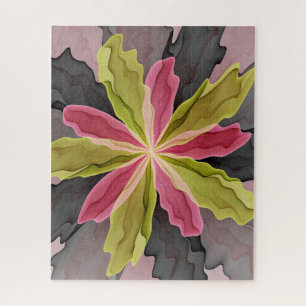 Joy, Pink Green Anthracite Fantasy Blume Fraktal