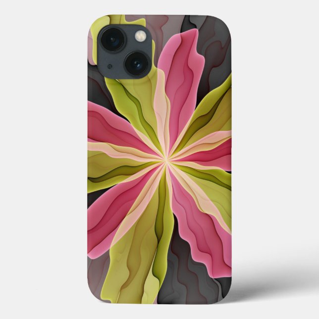 Joy, Pink Green Anthracite Fantasy Blume Fraktal Case-Mate iPhone Hülle (Rückseite)
