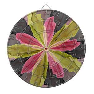 Joy, Pink Green Anthracite Fantasy Blume Fraktal Dartscheibe