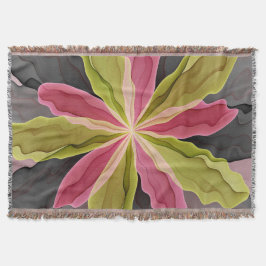 Joy, Pink Green Anthracite Fantasy Blume Fraktal Decke