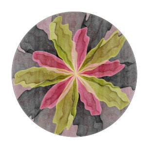 Joy, Pink Green Anthracite Fantasy Blume Fraktal Schneidebrett