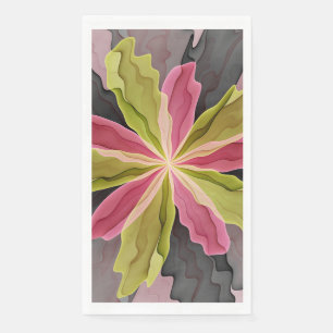 Joy, Pink Green Anthracite Fantasy Blume Fraktal Serviette