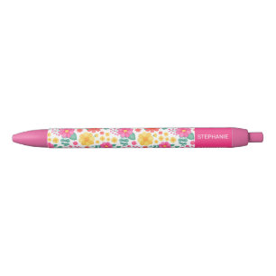 Joy Pink Orange Yellow Floral Personalisiert Name Kugelschreiber