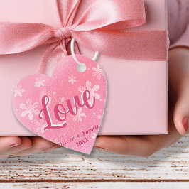 Joy Pink Snowflakes Weihnachtsgeschenk Tag Geschenkanhänger