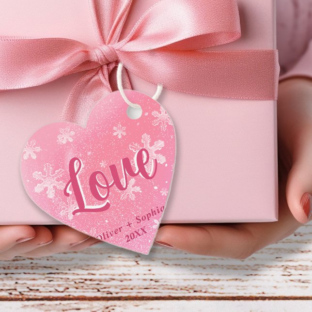 Joy Pink Snowflakes Weihnachtsgeschenk Tag Geschenkanhänger (Von Creator hochgeladen)