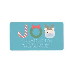 JOY Polar Bear Mask Blue Holiday Rücksendeadresse Adressaufkleber