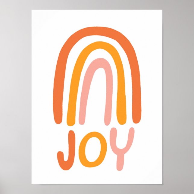 JOY Rainbow Pink Handlettering Poster (Vorne)