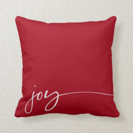 Joy Red Elegant Script Typografie Weihnachten Kissen