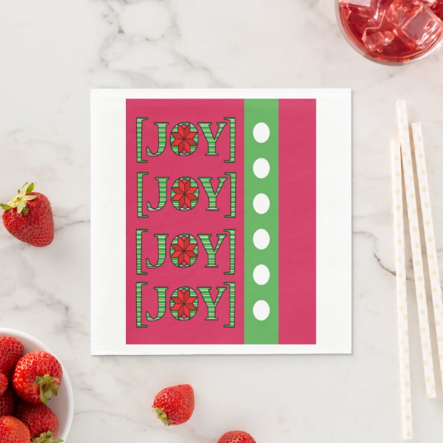 Joy Red Green Merry Christmas Santa Napkins Serviette (Beispiel)