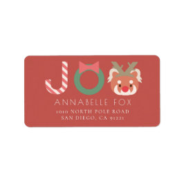 JOY Red Panda Red Holiday Return Address Label Adressaufkleber