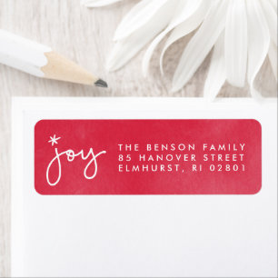Joy Red Watercolor Rückgabeadresse-Label