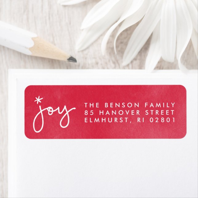 Joy Red Watercolor Rückgabeadresse-Label (Insitu)