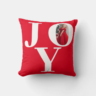 Joy Red White Christmas Foto Kissen