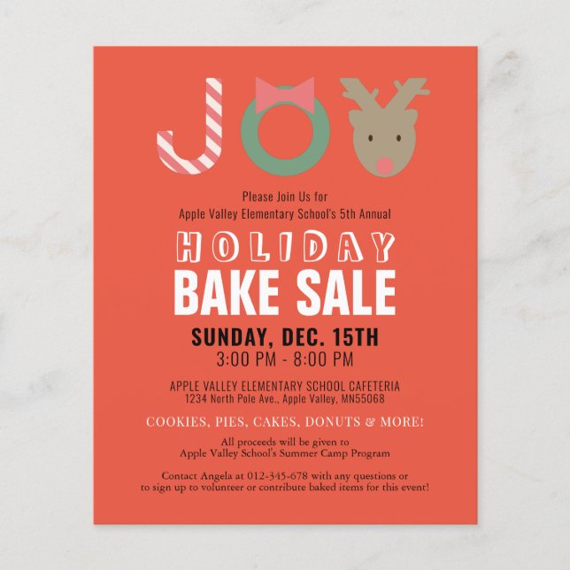 JOY Reindeer Holiday Bake Sale Red Flyer (Vorne)