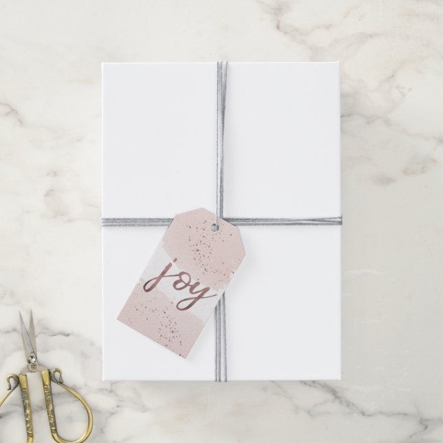 Joy | Rosen Gold Weihnachtsname Geschenkanhänger (Mit Garn)
