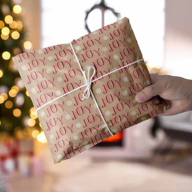 Joy Rot und Beige Weihnachten Seidenpapier (Joy red and beige Christmas Tissue Paper)