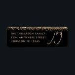 Joy Rücksendeadresse Gold Glitzer Black Christmas<br><div class="desc">Script Joy geben Name Adresse Gold Glitzer Black Christmas. Freude ist in einem eleganten, handgeschriebenen Stil und leicht personalisieren Sie Ihren Namen und Ihre Rücksendeadresse. In klassischem Gold auf Schwarz dargestellt, mit einem Imitat Glitzer-Rand in Gold, der oben entlang läuft. Änderungen an Text- und Hintergrundfarben können vorgenommen werden, wenn Sie...</div>