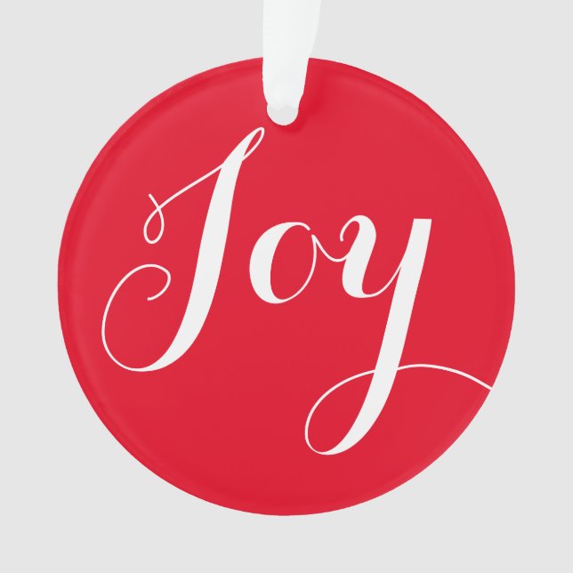 "Joy" Runde Weihnachtsschmuck Ornament (Vorderseite)