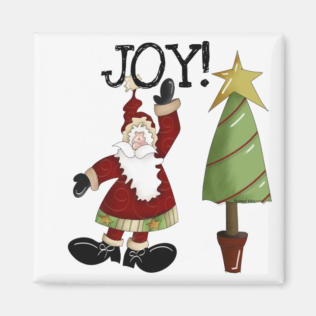 JOY Santa Claus T - Shirt und Geschenke Magnet (Vorne)