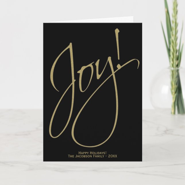 Joy! Schwarz & Gold Elegante Ein perfektes Foto Karte (Vorderseite)
