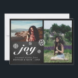 Joy Script Chalkboard Weihnachtsschneeflocken Foto Feiertagskarte<br><div class="desc">Joy Script Chalkboard Weihnachtsschneeflocken Zwei Fotos</div>