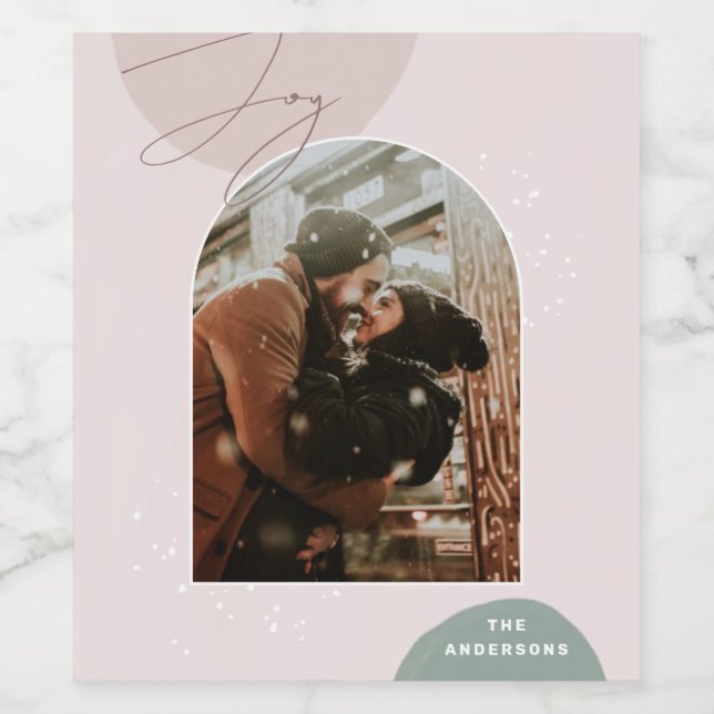 Joy Script Holiday | Modernes Weihnachtsfest im Fo Weinetikett (Einzelnes Label)