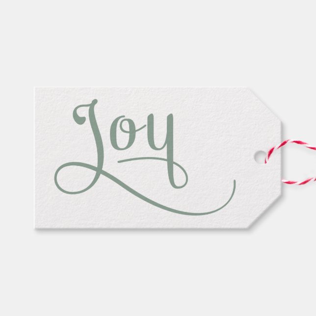 Joy Script Sage Geschenkanhänger (Vorderseite (Horizontal))