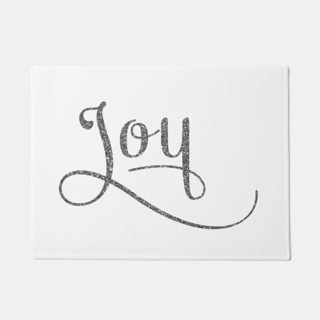 Joy Script Silver Glitzer Fußmatte (Vorderseite)