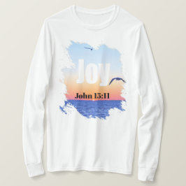 Joy Scripture Glowing Sunset Over Water T-Shirt
