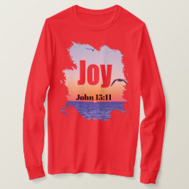 Joy Scripture Glowing Sunset Over Water T-Shirt
