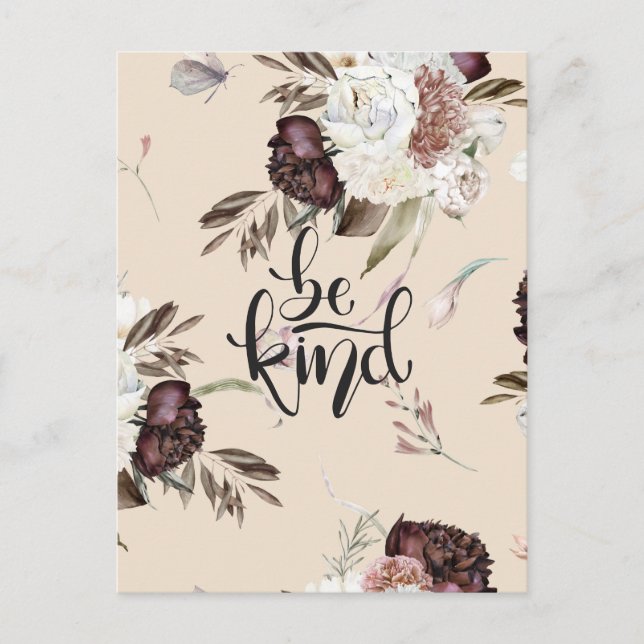 JOY/ Seien Sie freundlich Floral Postcard Designer Postkarte (Vorderseite)