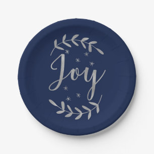 JOY Silver Blue Botanic Leaf Moderner Urlaub Pappteller