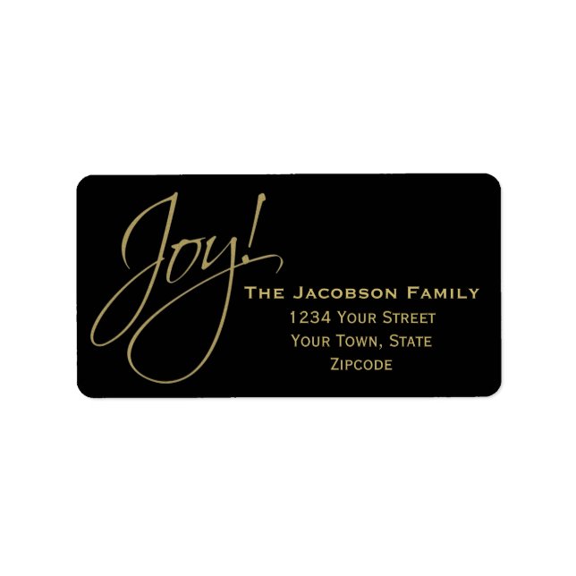 Joy! Simple Black Holiday Weihnachten Rücksendeadr Adressaufkleber (Vorne)