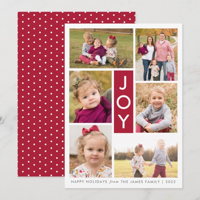 Joy Six Foto Holiday Foto Card Einladung (Vorne/Hinten)