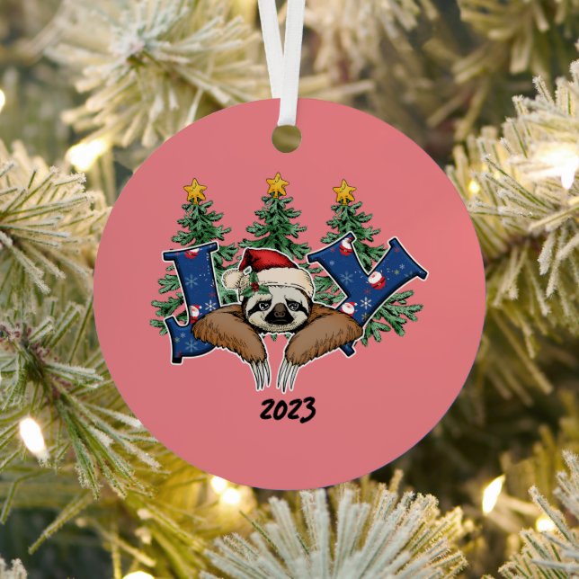 Joy Sloth Christmas Ornament Aus Metall (InSitu)