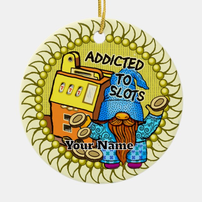 Joy Slots gnome Keramik Ornament (Vorne)