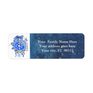 Joy Snowflake Kiwi Bird Blue Étiquette de adresse