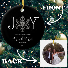Joy Snowflake Unsere ersten Weihnachten als Mr. & Keramik Ornament