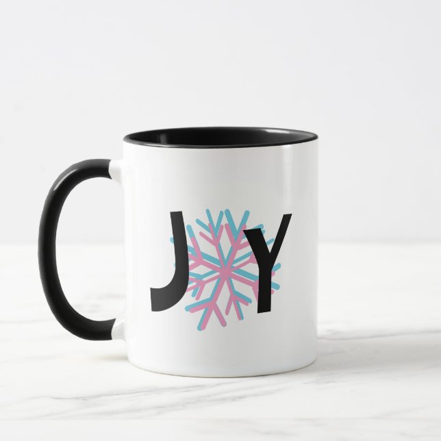 Joy Snowflakes Pink Blue 3D Tasse (Links)