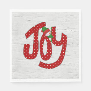 Joy Snowman auf White Birch Serviette