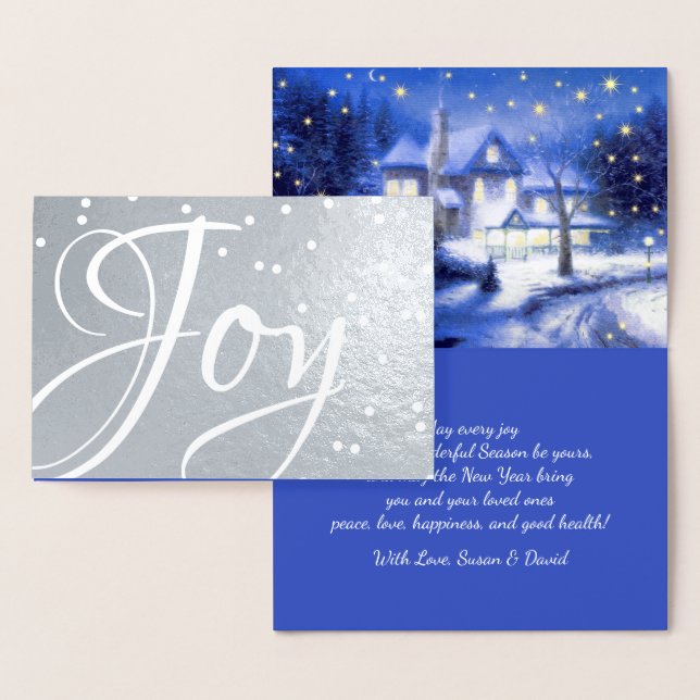 Joy. Snowy Village Christmas Luxus Real Folienkarte (Anzeige)