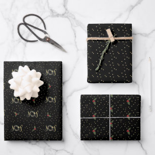 Joy & Sparkle - 3 Pack in Black Wrapping Paper Sh Geschenkpapier Set