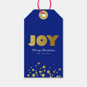 Joy Spaß Weihnachten Blue & Gold Geschenketikett Geschenkanhänger