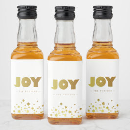 Joy | Spaß Weihnachten White & Gold Mini Alkoholflaschenetikett