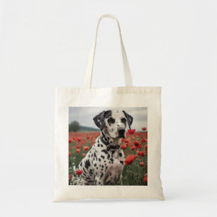 **"Joy Spots: Dalmatiner in einem roten Mohnfeld"* Tragetasche