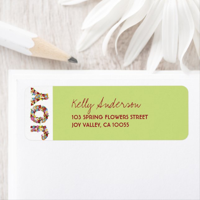 JOY Spring Flowers Girl Baby Shower Rücksendeadres (Insitu)