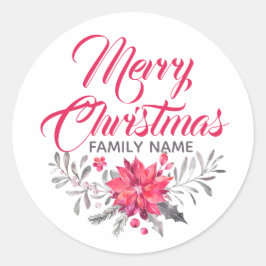 Joy Sticker de la typographie de Noël Fleurs Bouqu