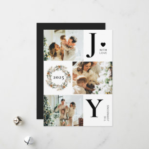Joy Stylish Modern Foto Collage Schwarzes Weihna Feiertagskarte